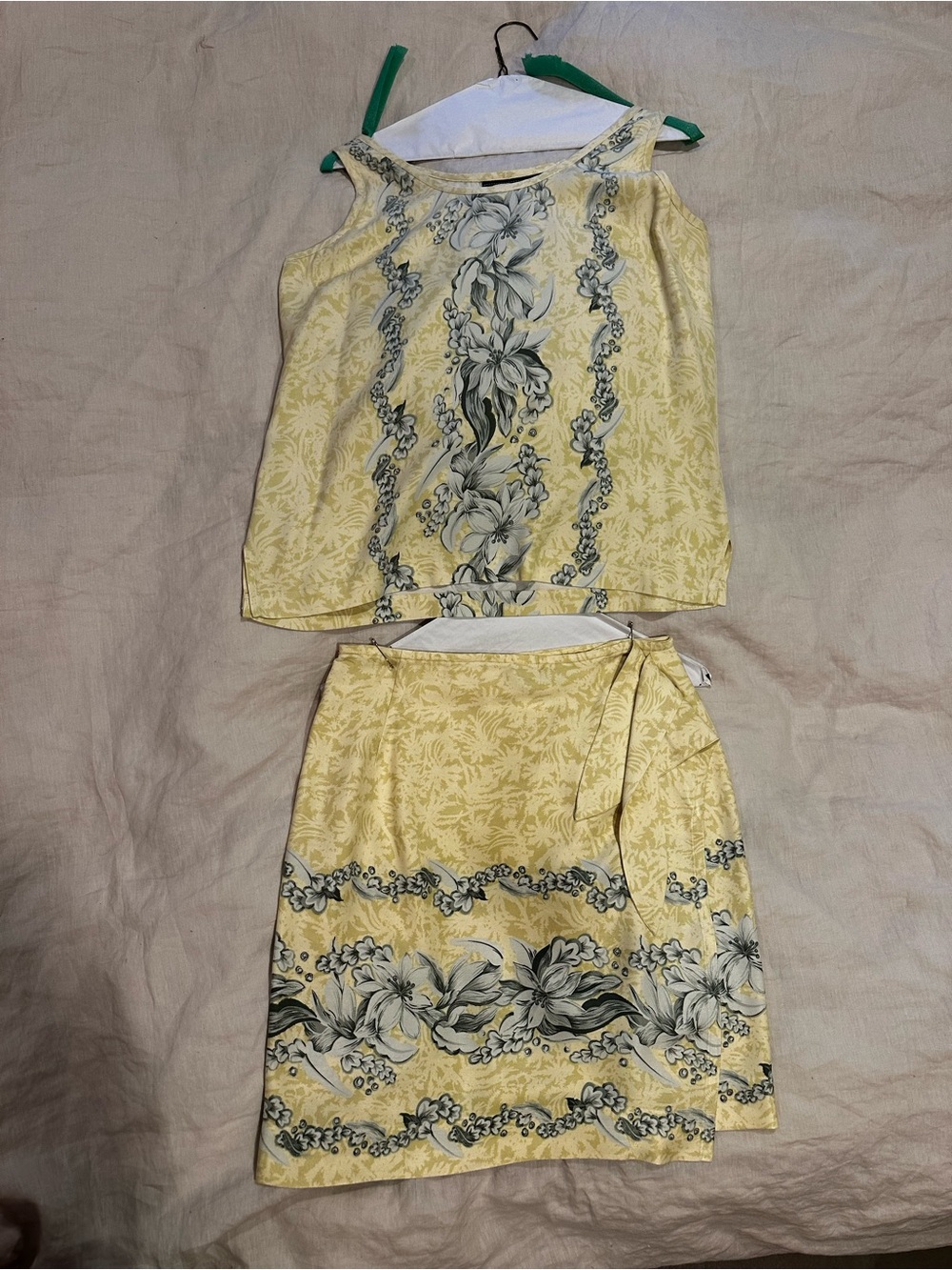 Tommy Bahama Yellow Floral Two-Piece Skirt Set - 100% Silk